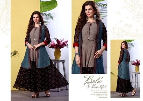 Multi Long Fancy Georgette Kurti