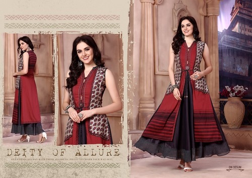 Printed Long Rayon Kurti
