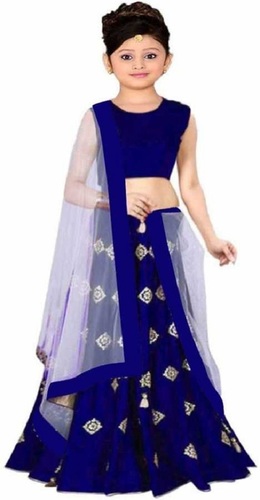 SILVER BUTTY Girls Lehenga Choli - Cotton Blend, Sizes Available, Wine & Blue Colors | Embroidered Pattern, Ethnic Indian Style, Summer Wear, Washable