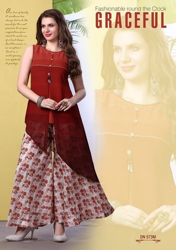 Ladies Printed Rayon Kurti With Palazzo