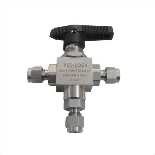 Stainless Steel 200 3 Way SS Ball Valve - Size 1/4 Inch, High Pressure 6000 PSI | Media: Oil, Power: No Microampere (Î¼A)