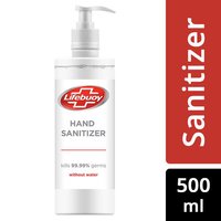 Lifebuoy Hand Sanitizer - Liquid Type, 500 Ml , White Color, Instant Germ Protection With Isopropyl Alcohol & Hydrogen Peroxide, Quick-dry Formula, Non-sticky