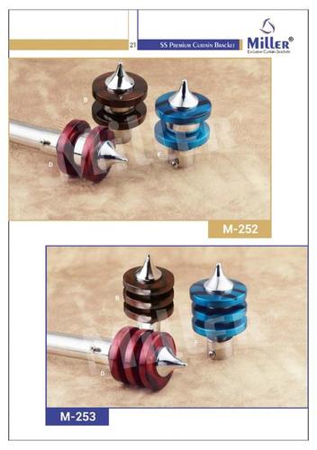 Round Curtain Bracket - Steel & Plastic, M-252 & M-253 | Color Options: Brown, Blue, Red - Glossy Finish for Elegant Design