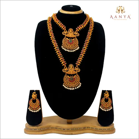 Gold Antique Dual Half Necklace Set