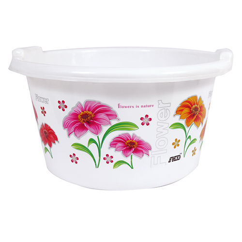 White Printed Plastic Tub