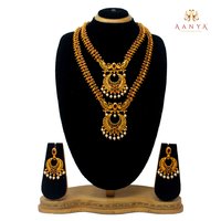Traditional Design Temple Jewellery Half Dual Necklace set