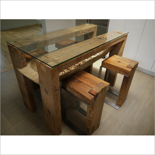 Wooden And Glass Dining Set