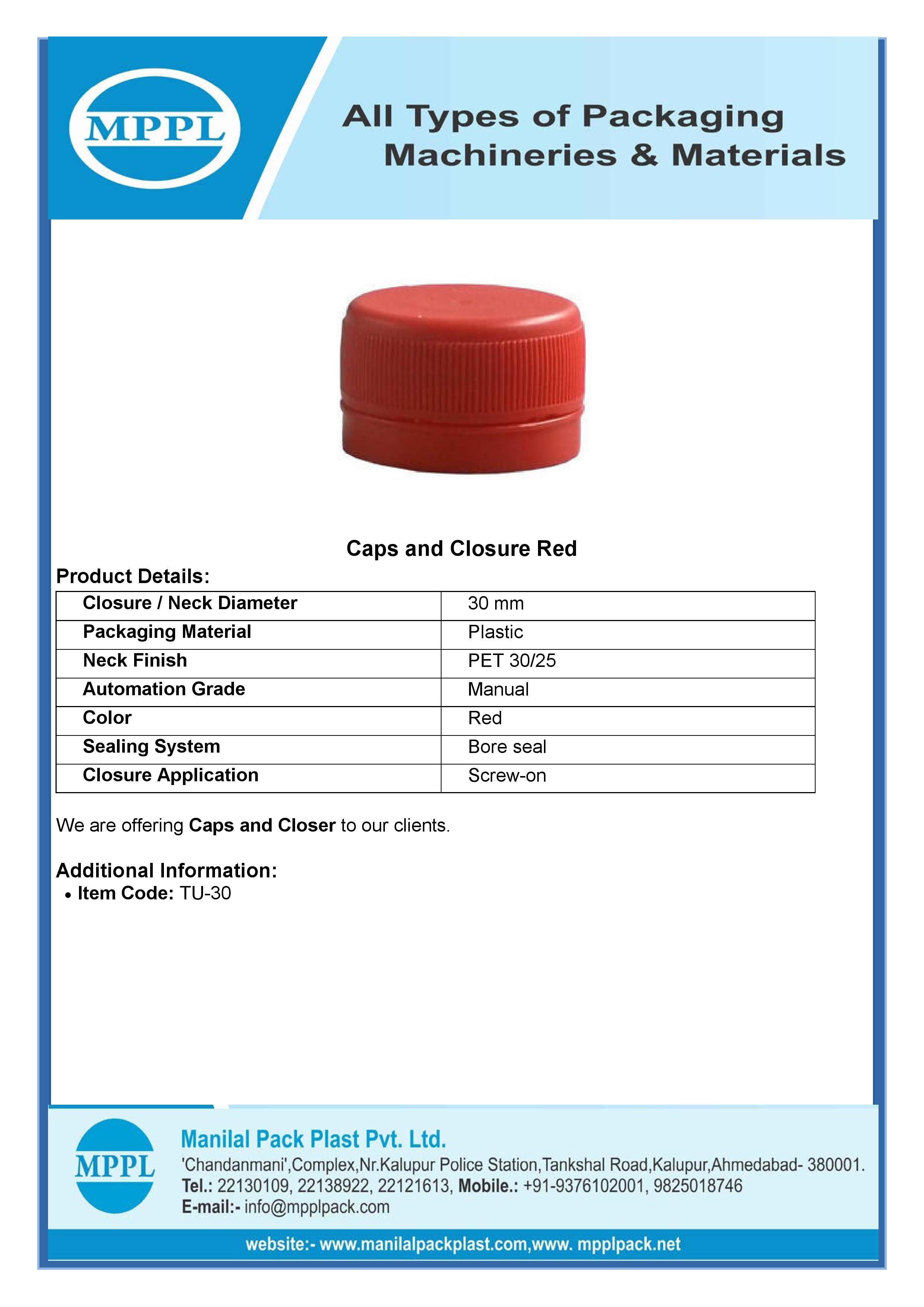 Caps and Closure Red