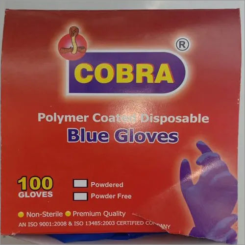 Polymer Coated Disposable Blue Gloves