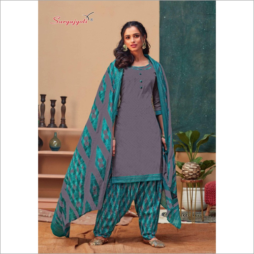 Fancy Salwar Suit - Cotton Blend, Elegant Design with Intricate Embroidery , Traditional Indian Pattern and Vibrant Color Palette