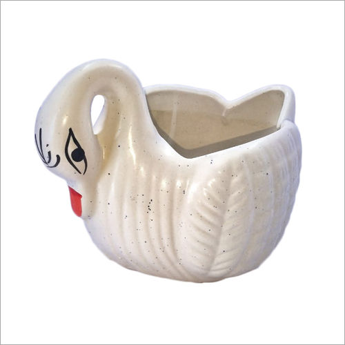 White Ceramic Duck Shape Flower Pot