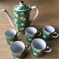 Floral Printed Ceramic Tea Cup Set - Ceramic Material, Available In Various Colors | Ideal For Hotels And Household Use