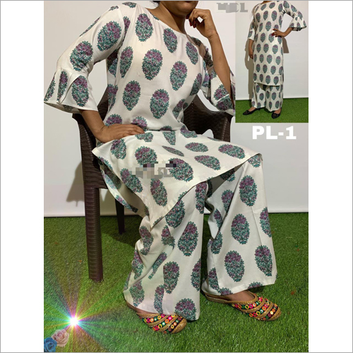 Printed Ladies Fancy Kurti And Palazzo