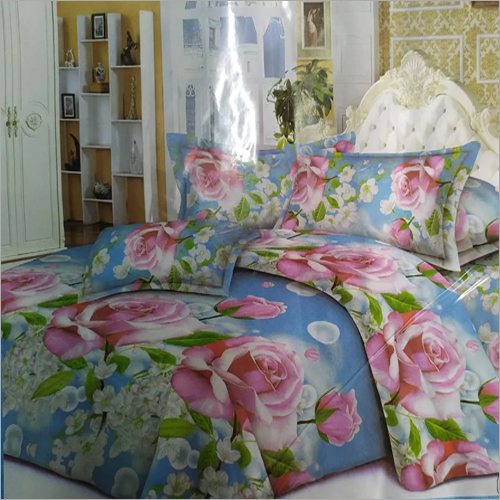 Blue-Pink Designer Bed Cover