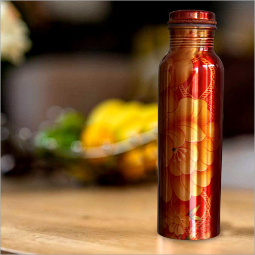 Floral Printed Copper Bottle