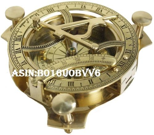 Nautical-Mart 4 inch Sundial Compass Solid Brass Sun Dial (3 inch w/Wooden  Box)