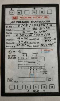 AE  AC VOLTAGE TRANDUCER  IS12784