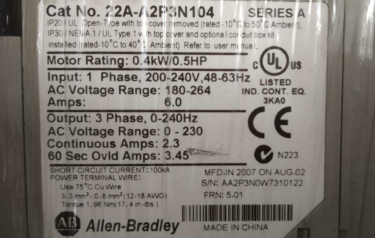 Ab Allen Bradley Power  Flex  22a-a2p3n104