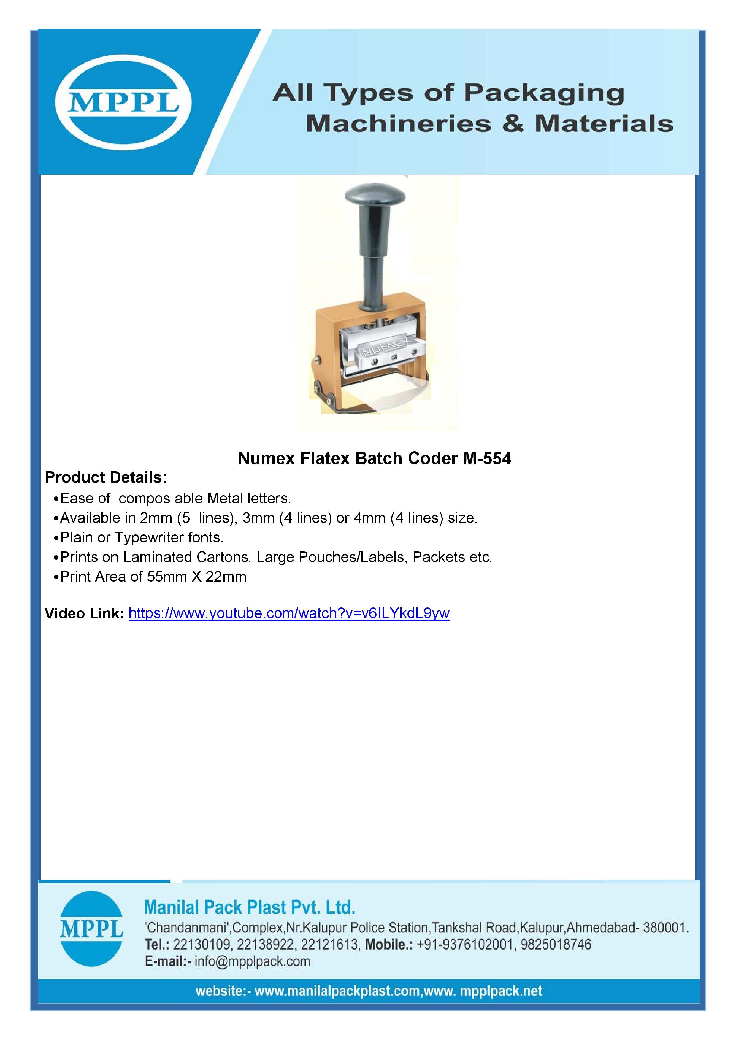 Numex Flatex Batch Coder M-554