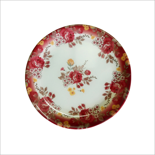 Crockery Dinner Plate - Porcelain, Standard Size, White with Red Floral Patterns | Eco-Friendly Durable, Glossy Finish