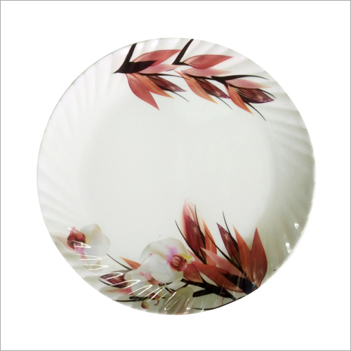 Round Shape Durable Champion Sparkle Dinnerware Plate - Fine Ceramic Standard 10-Inch Diameter Glossy White with Floral Design | Durable Elegant Single Plate