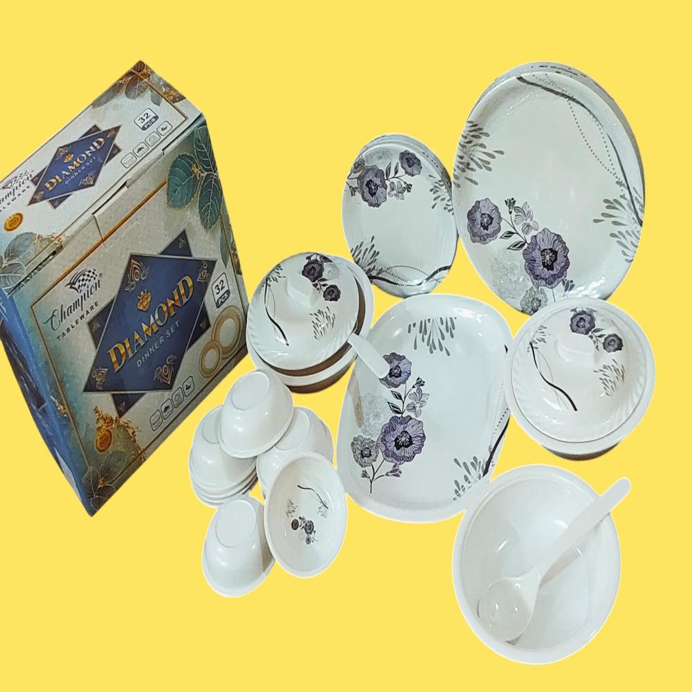 Melamine Champion Dimond 32 Pcs - Color: Multi