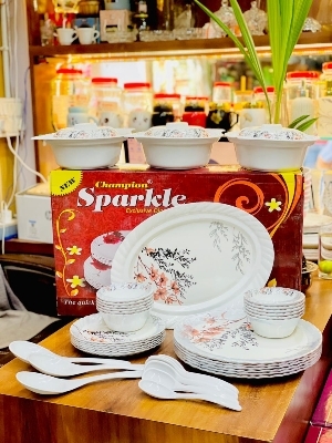 Melamine 40 Pcs Champion Sparkle Dinnerware Set - Ceramic Type: Porcelain