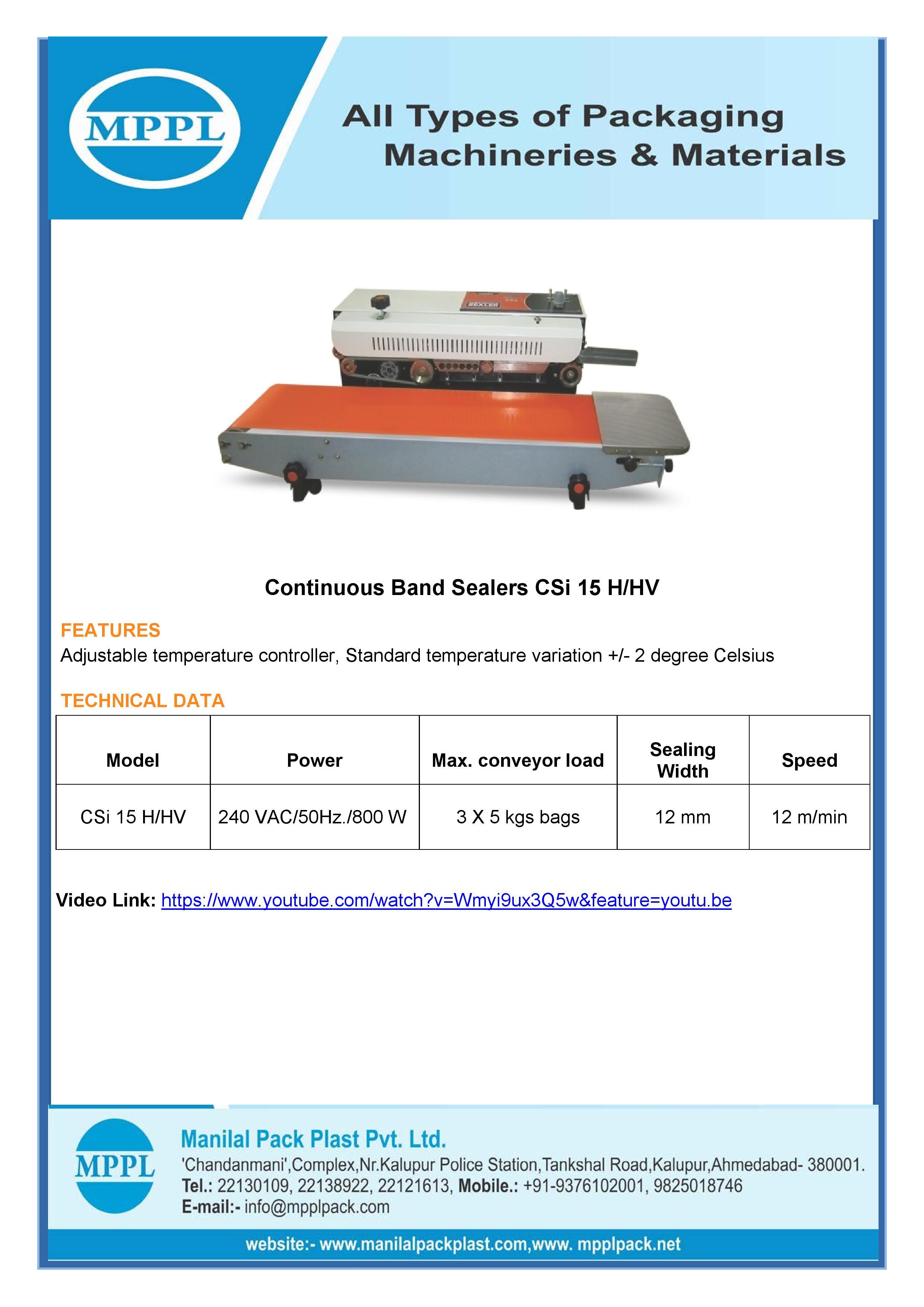 Continuous Band Sealer CSi 15 H HV