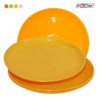Round Full Plate - 10 Inch, Soft Polypropylene, Vibrant White-orange-yellow-green Colors, Microwave Safe, 6 Pc Set