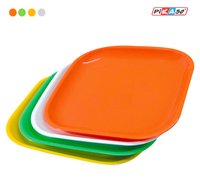 Square Full Plate (6 Pc Set) - Polypropylene, 10.5x10.5x1.2 Inch , White-orange-yellow-green Design, Microwave Safe, 176 Grams