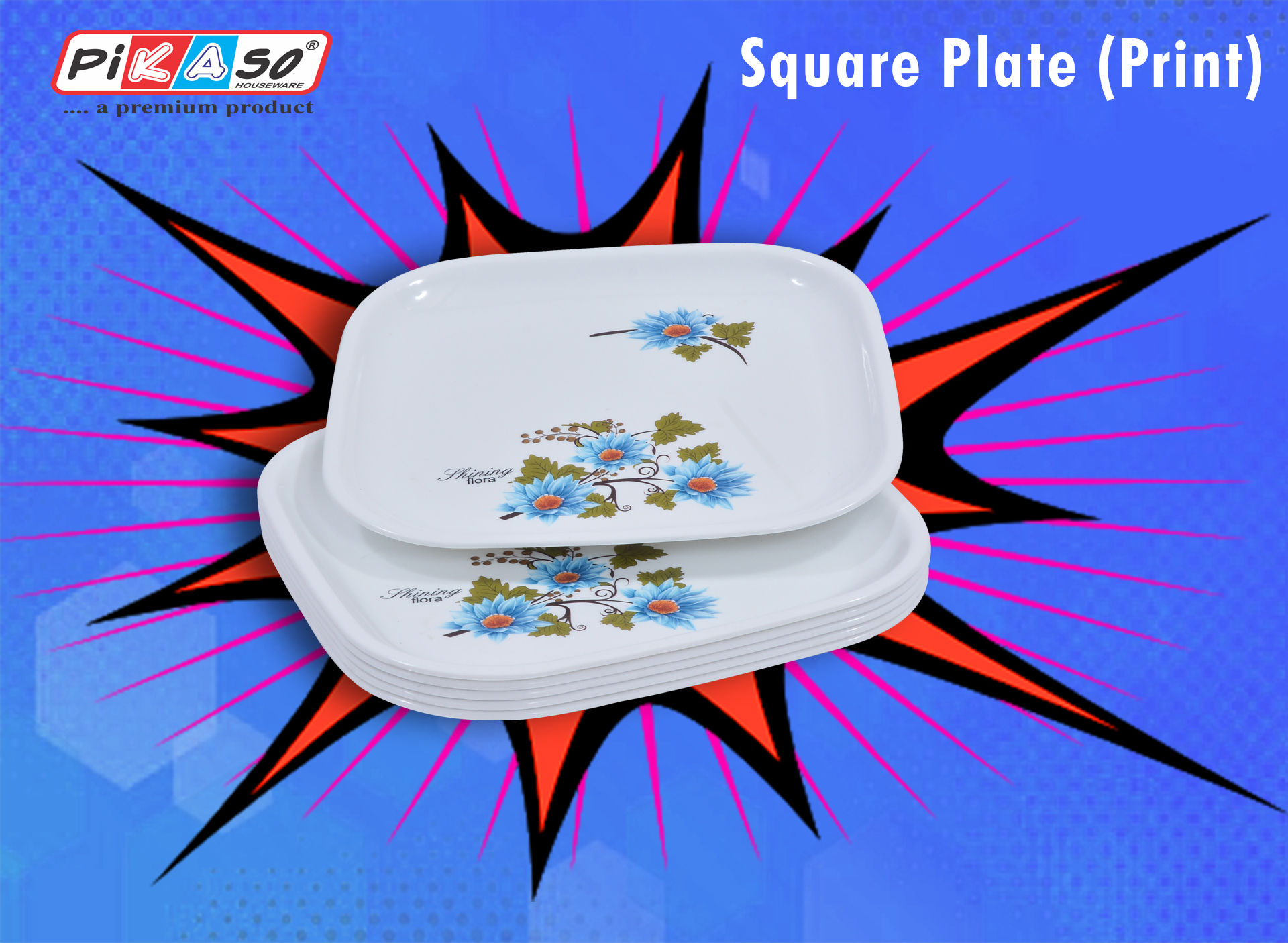 Printed Round Quarter Plate 8 Inch (6 Pc Set)