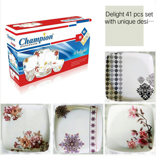 Melamine Delight 40 Pcs Dinner Set With Unique Designs - Ceramic Type: Fine Bone China