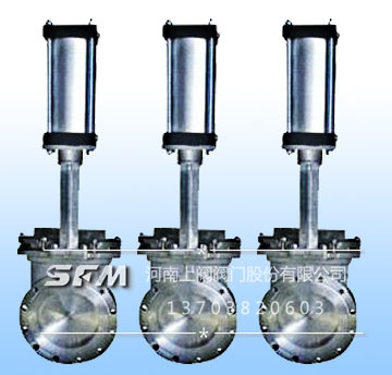 Pneumatic double-flange type knife-type gate valve