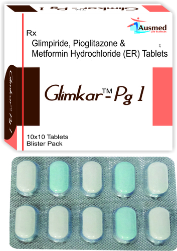 Glimepiride IP 1mg. + Pioglitazone Hydrochloride IP 15mg. + Metformin Hydrochloride      IP 500mg