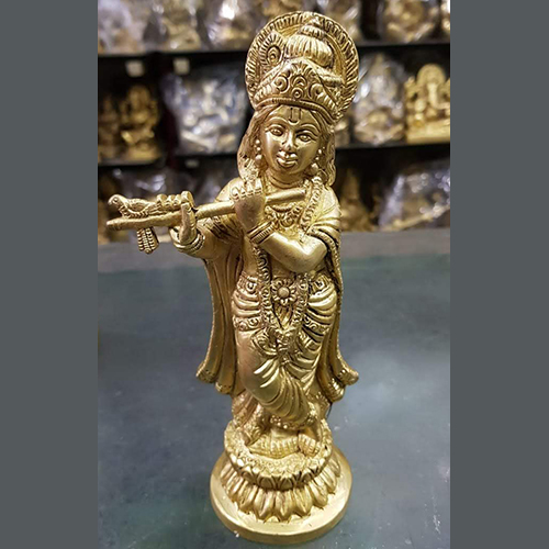 Brass Krishna With Flute Statue