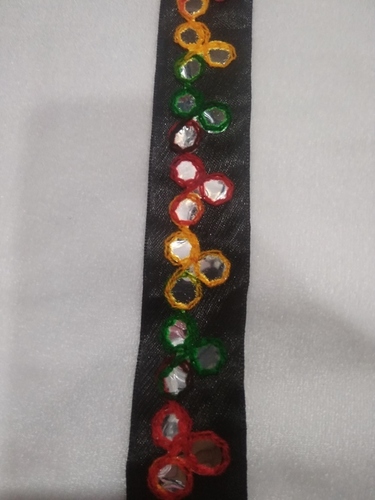 Malti Ari Line Lace - Satin Fabric, 1.5 Inch Length, 9 Meter Size, 85 Color, One Sided with Sequins Decoration | 38 Meter Width Roll