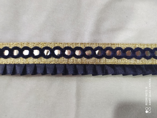 Bindi Lace - Velvet Fabric 1.5 Inch Length 9 Meter Width | 5 Color Options Checked Pattern One-Sided Design
