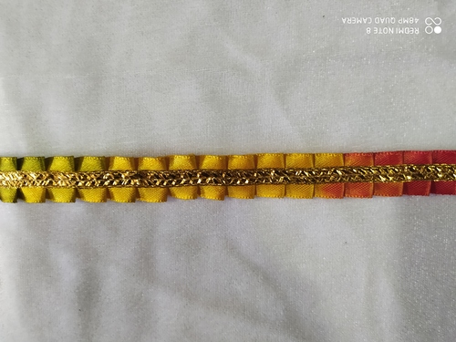 Designer Lace - 0.75 Inch (Length), 9 Meter (Width) | Golden-Multicolor, Embroidered, One-Sided, Elegant Craftsmanship