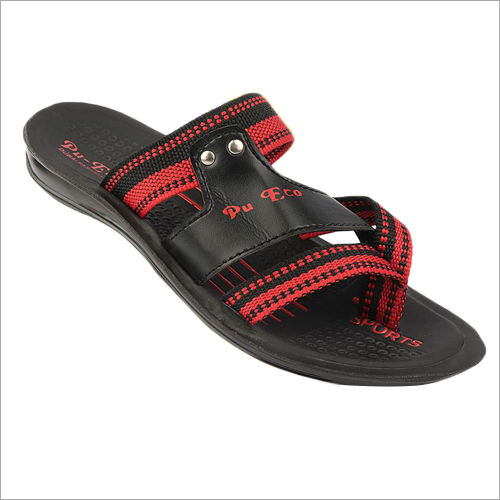 Red-Black Mens Pu Leather Sandals