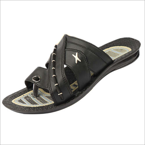 Black Mens Fancy Flat Sandals