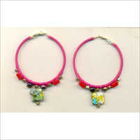 Ladies Beaded Earrings - Pink Round Design | Perfect Gift For Women, Ideal For Parties And Special Occasions