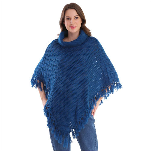 Blue Woolen  Poncho