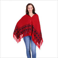 Designer Red Woolen Poncho