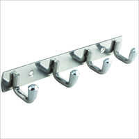 Cloth Hook - Stainless Steel, 4-hook Bar Design, Polished Silver Color, Wall-mounted Installation, Chrome Finish, Rust-resistant, Easy To Install