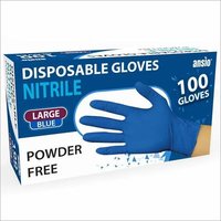 Disposable Gloves - Nitrile, Large, Blue | Anatomic Shape, Comfortable Fit, Textured Safe Grip, Beaded Cuff, Powder Free, Durable