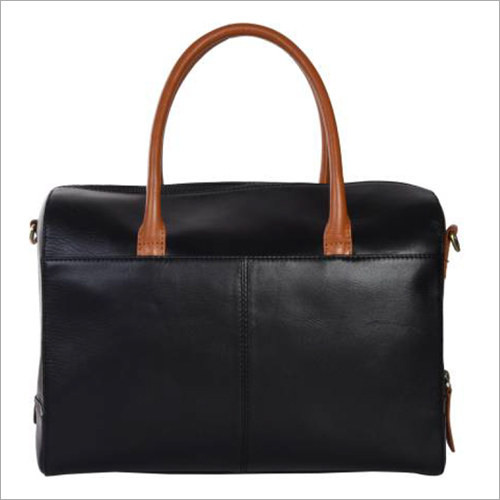 Ladies Black And Tan Leather Handbags Design: Plain
