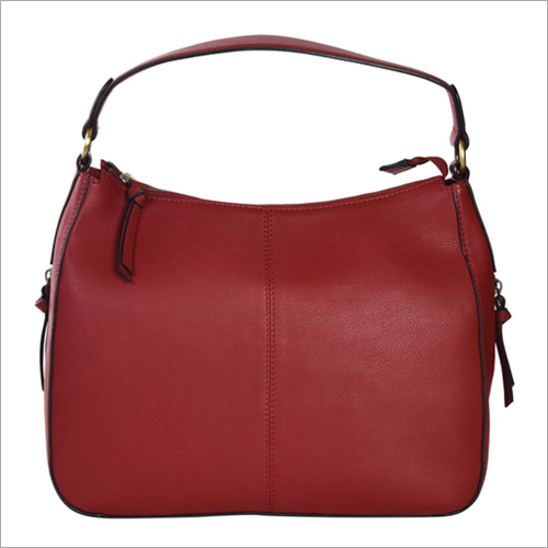 Ladies Red Leather Handbags Design: Plain