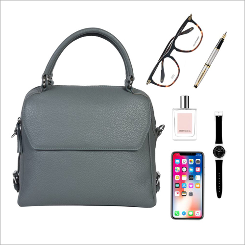 Ladies Grey Leather Handbags