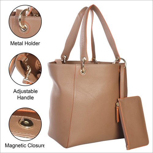 Ladies Tan Leather Shoulder Handbags