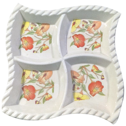 Melamine 4 Part Snacks Plate - Ceramic Type: Porcelain